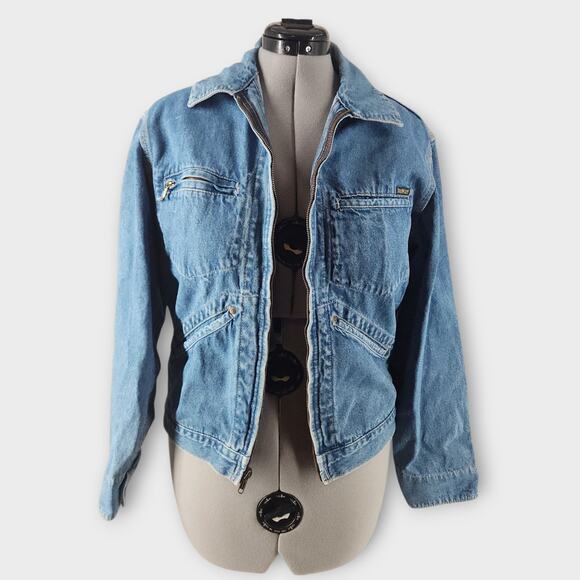 OshKosh B'Gosh Chore Jacket Jrs Sz M Womens Sz S Faded Denim Full-Zip  VTG - Picture 2 of 9